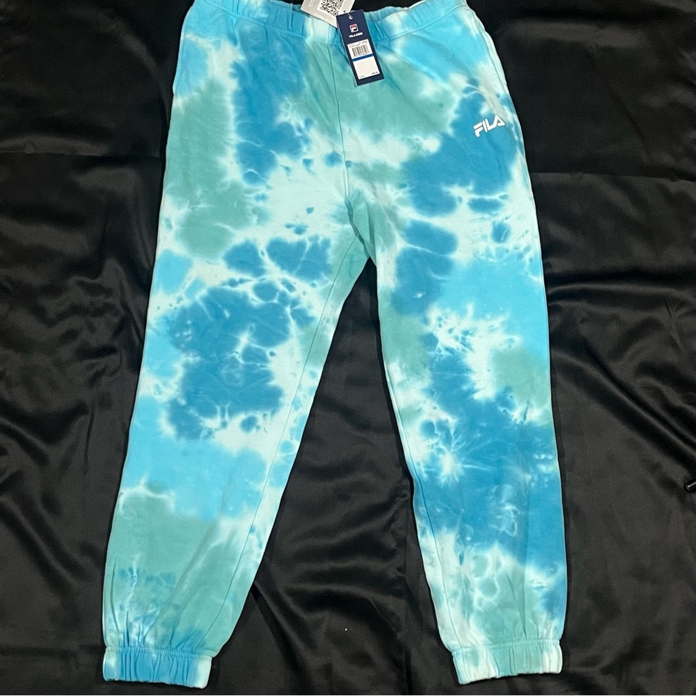Fila Blue Tie-Dye Joggers with Elastic Waistband
